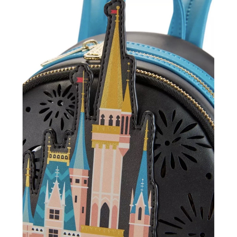 NWT Loungefly Disney Parks light Up Fireworks Cinderella Castle Backpack WOW! - Picture 4 of 11